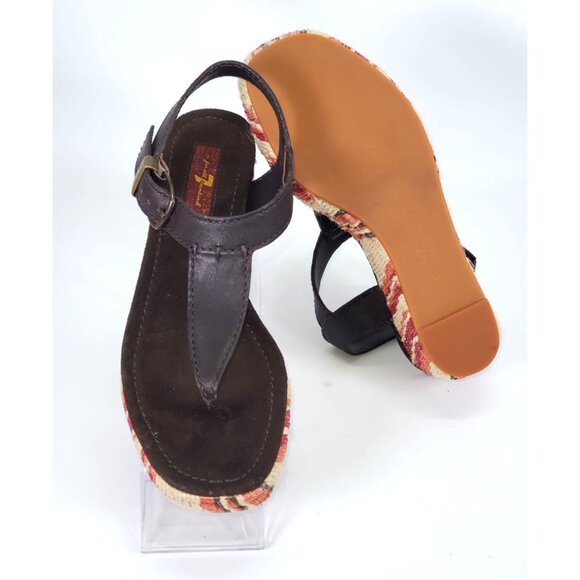 7 for all mankind Women's Multicolor Straw Wedge Sandals Size 6M 1281 - Picture 4 of 12